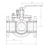 Q45F三通四密封球閥（fá）結（jié）構圖