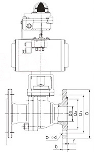 Q641F氣動球閥外形尺（chǐ）寸圖