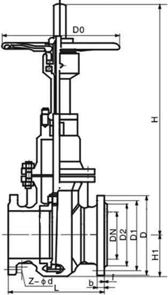 Z43H/X鑄鋼平板閘（zhá）閥外形（xíng）尺寸圖