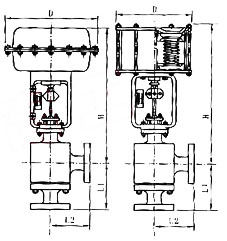 ZJHS氣動高壓角型（xíng）調節（jiē）閥外形尺寸圖