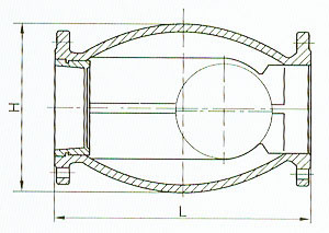 HQ44X無磨損球形止回閥外形尺（chǐ）寸圖
