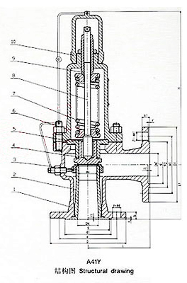 A41H彈簧微啟封（fēng）閉式安全閥外形尺寸圖