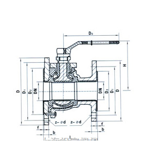 FQ41F襯（chèn）氟放料球（qiú）閥外（wài）形尺寸圖