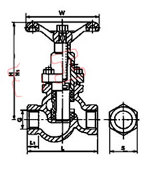 U11SFM內螺紋柱（zhù）塞閥外形尺寸圖