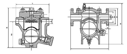 CS11H(A型（xíng）)自由浮（fú）球（qiú）式蒸汽疏水閥外形尺寸圖
