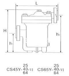 CS15H ER105鍾形浮子（倒吊桶）式蒸汽（qì）疏水（shuǐ）閥外形尺（chǐ）寸圖