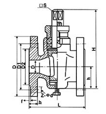 X43W-1.0T二通全銅旋塞閥外形尺（chǐ）寸圖