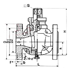 X44T-1.0三通銅芯（xīn）旋（xuán）塞（sāi）閥外形尺寸圖