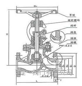 J41N液化氣（qì）截止閥外形尺寸圖