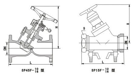 SP45、SP15數（shù）字鎖定平衡閥外形尺寸圖